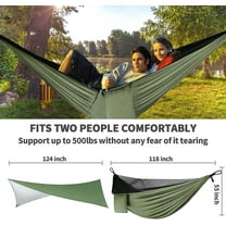 Camping Hammock - Hammocks with Mosquito Net Tent and Rain Fly Tarp, Portable Single & Double Nylon Parachute Hammock with Heavy Duty Tree Strap, Indoor Outdoor Backpacking Survival Travel