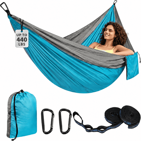 KOYMISKU Camping Hammock, 440 lbs Lightweight Portable Hammock with Tree Straps & Carry Bag for Hiking Beach Travel