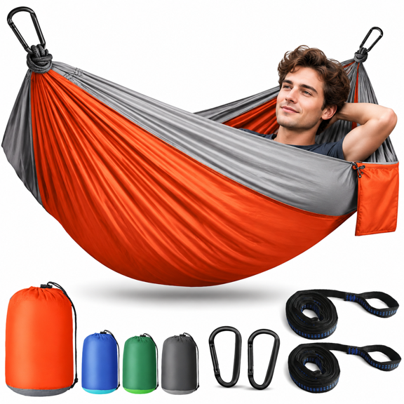 Camping Hammock Light Orange Single Or Double Travel Swing