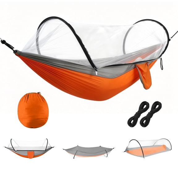 Camping Hammock with Mosquito Net 3-in-1 Portable Hammock Tent with Built  In Mosquito Net Dual-Way Zippers 440lbs Capacity Attached Storage Pocket for Outdoor Travel Camping Hiking Backpacking
