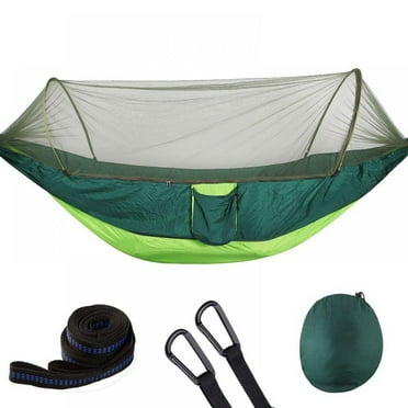 Camping Hammock with Mosquito Net, Portable Anti-rip Nylon 114"(L) x 55"(W) Bug Net Hammock, Easy Assembly Carabiners, for Camping, Backpacking, Travel, Hiking