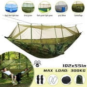 Camping Hammock with Mosquito Net, Portable Double/Single Travel Hammock Insect Netting 210T Nylon Hammock Swing for Backyard Garden Camping Backpacking Survival Travel (Camo)