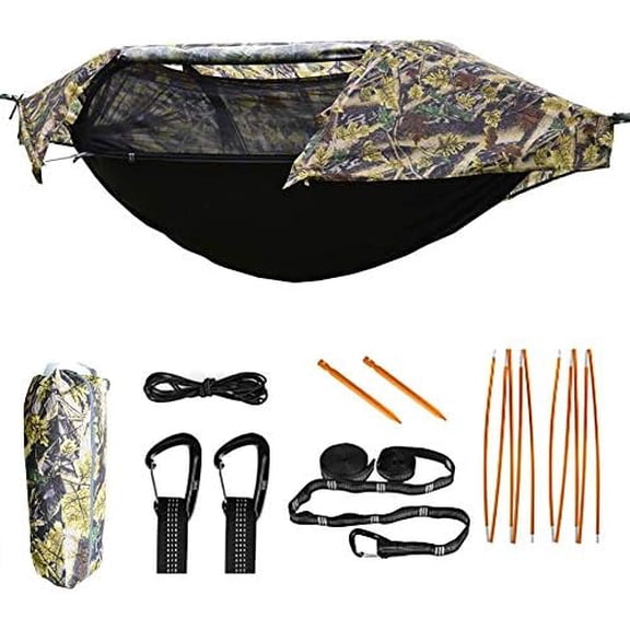 Camping Hammock with Mosquito Net and Rainfly Lightweight Portable Sleeping Hammock Tent Backpacker Travel Outdoor Gear (Camouflage)$$Sport & Recreation Other