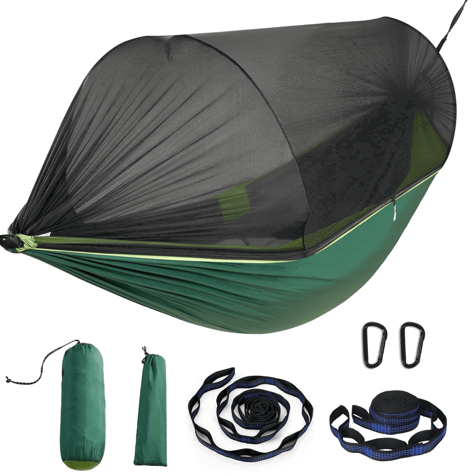 Sunyear Double & Single Camping Hammock with Tent-Like Mosquito Net & Aviation Aluminum Poles (NOT a Face-Hugging Net), Easy Setup 600lbs