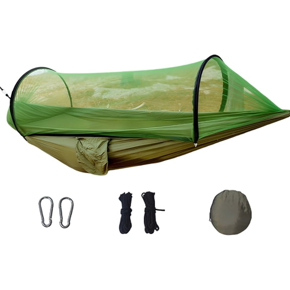 Camping Hammock with Net, Portable Travel Hammock Tent, 86.6 x 39.4 in / 220 x 100 cm Lightweight Nylon Hammock, Quick Setup with 9.8 ft / 3 m Ropes, Anti-Rollover Safe Buckle for Outdoor Camping