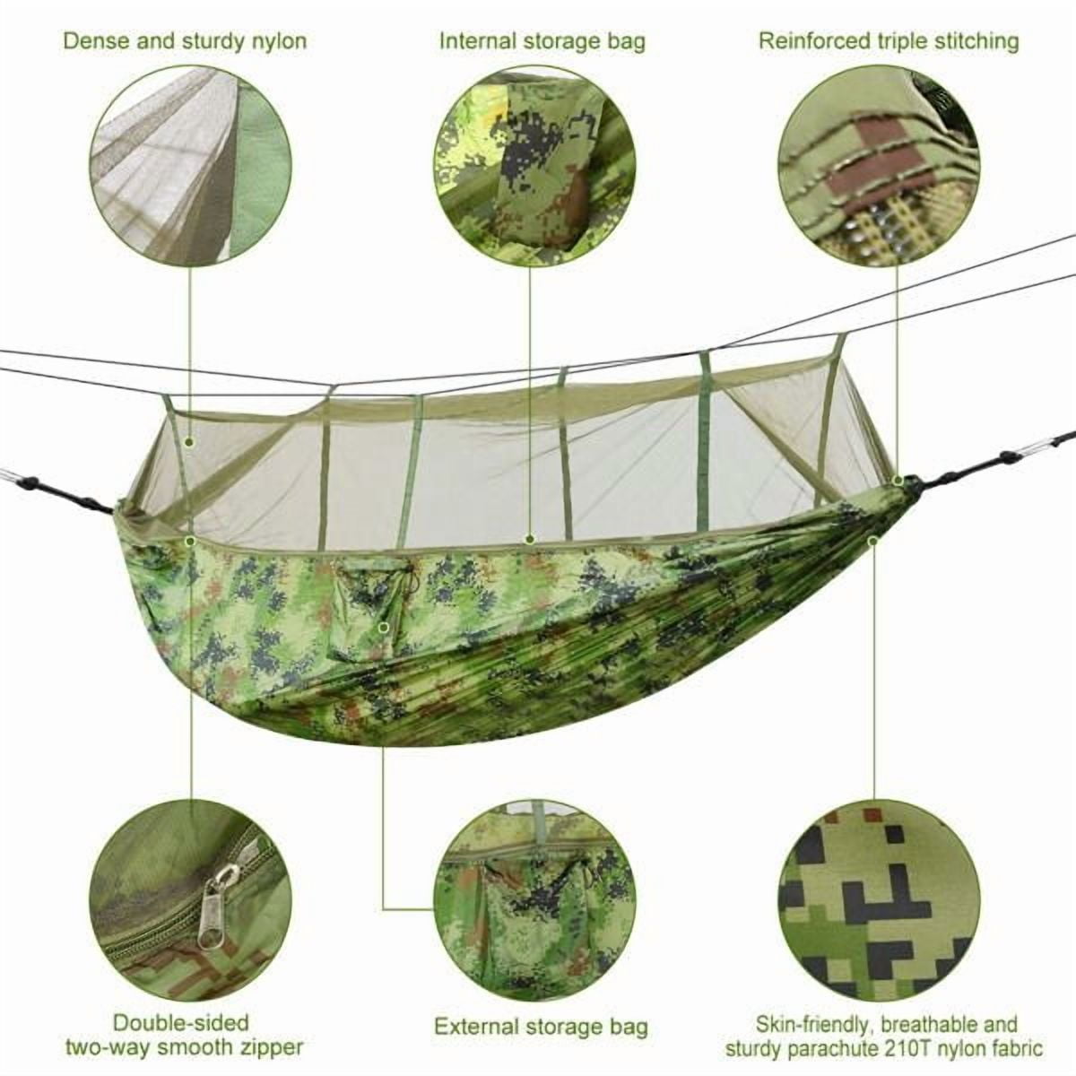 Camping Hammock  Portable Double Hammock with Net 600lbs Load 2 Persons Hammock w/Mosquito Net Outdoor Hiking Camping Hommock Portable Nylon Swing Hanging Bed w/ Strap Hook Carry Bag
