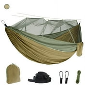Camping Hammock, Portable Double Hammock with Net, 2 Person Hammock Tent with 2*10ft Straps, Best for Outdoor Hiking Survival Travel