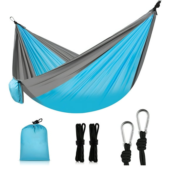 Camping Hammock, Portable Hammock for Camping, Outdoor Hammock Travel Hammock for Travel, Yard, Patio, Nylon, Blue, COOSERRY