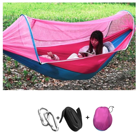 Camping Hammock with Single Double Mosquito Net Ultra-Light Travel Hammock 200kg Load Capacity and Breathable Outdoor Hammock for Camping Hiking Backpacking Outdoor Indoor Garden(ArmyGreen)