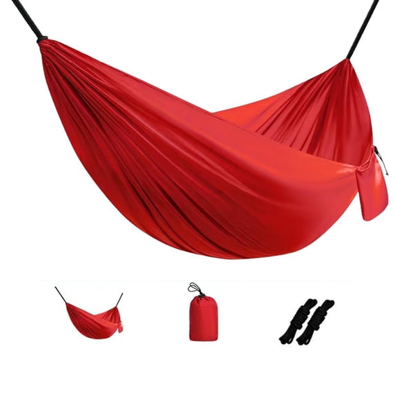 Camping Hammock, Super Lightweight Portable Parachute Hammock with Two Tree Straps, Single or Double Travel Swing Nylon Camp Hammocks, for Outdoor Beach Backpacking