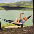 thumbnail image 1 of Camping Hammock with Mosquito Net, 290 X 140cm Portable Hammock and 310 Tarp Set, Black and Gray Outdoor Hammock for Backpacking, Hiking, Beach, 1 of 12