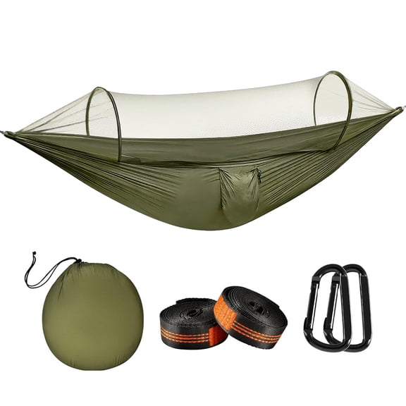 Camping Hammock with Mosquito Net, 440lbs Capacity Portable Hammock with 2 Tree Straps, Hammock Tent for backpacking Hiking Travel Outdoor