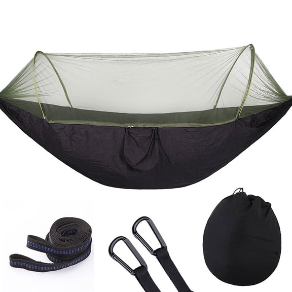 Camping Hammock with Mosquito Net,Outdoor Travel Swing Sleeping Hammock for Hiking Backpacker-Black