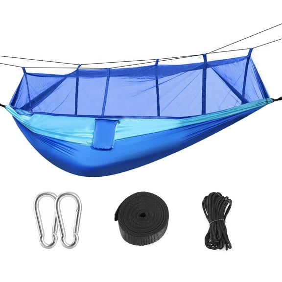 Camping Hammocks, 600lbs Portable Hammock for Outdoor Indoor with Strap Hook Carry Bag Mosquito Net, Blue