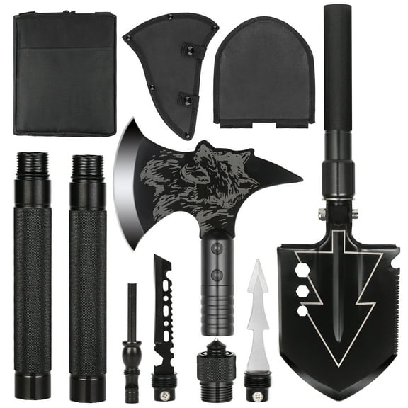 Camping Hand Axe Combo Kit, Outdoor Camping Axe with saw blade knife, plastic cover, black