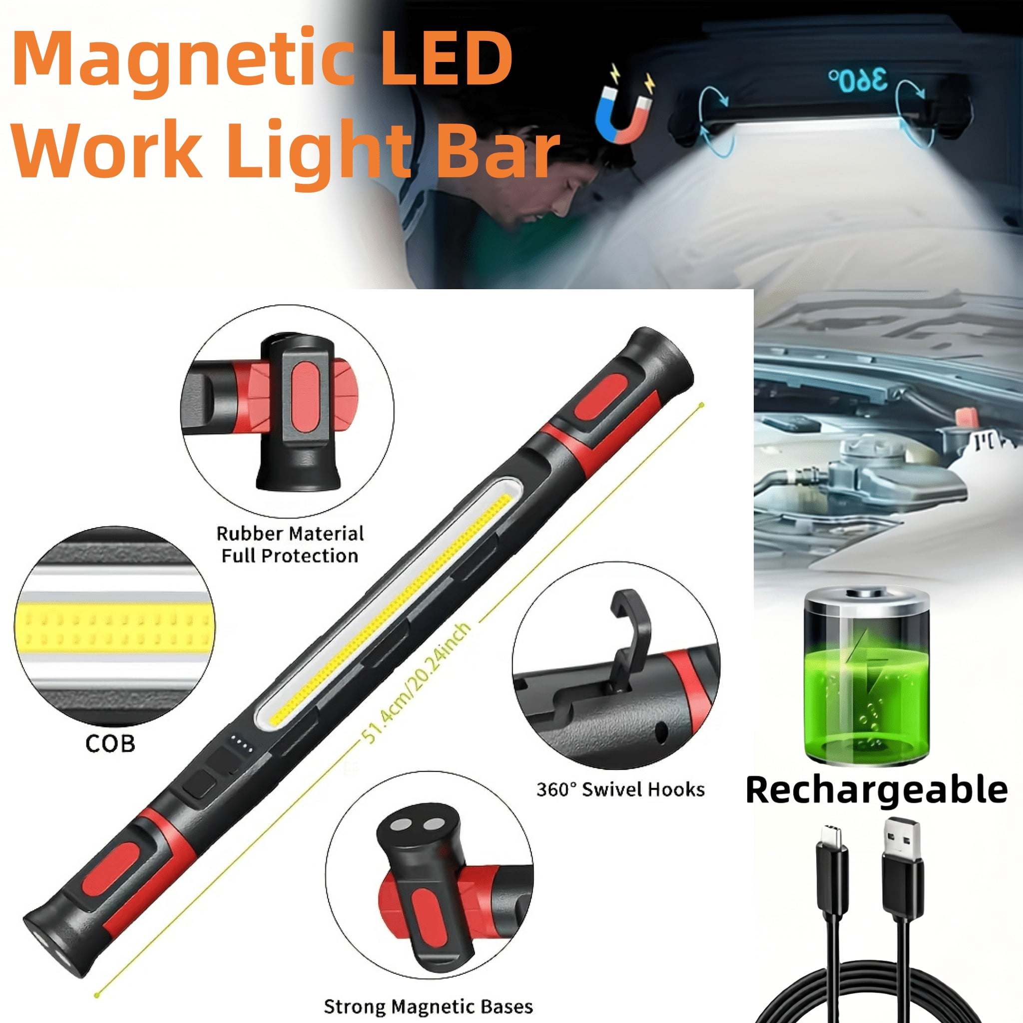 Flashlight For Work Camping Handheld Flashlight, High-Brightness LED Work Light with ...