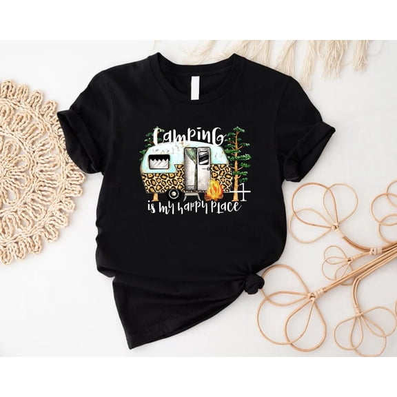 Camping is My Happy Place Shirt,Forest Camping Squad Tee,Happy Camper Shirt,Women Camp Fire Tee,Van Life Gifts,Caravan Shirt,Road Trip Shirt Sweatshirt All Size S-5XL