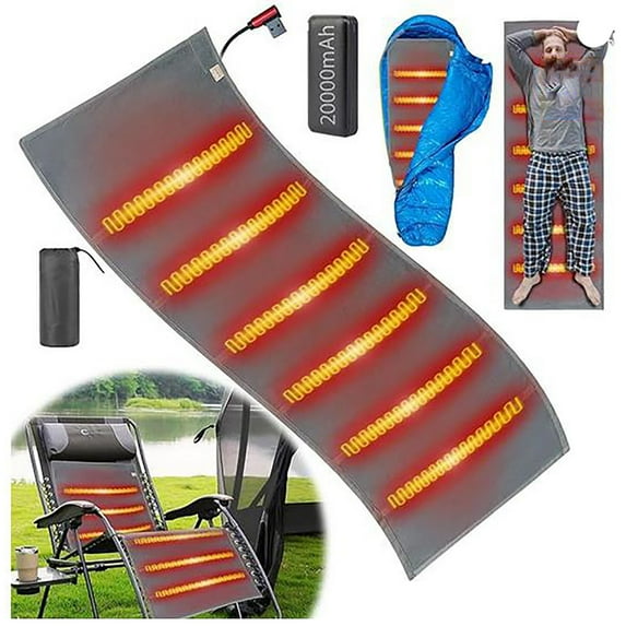 Camping Heated Sleeping Bag Pad - Battery Powered Heated Blanket USB Heater for Tent (23.6"x70.87")