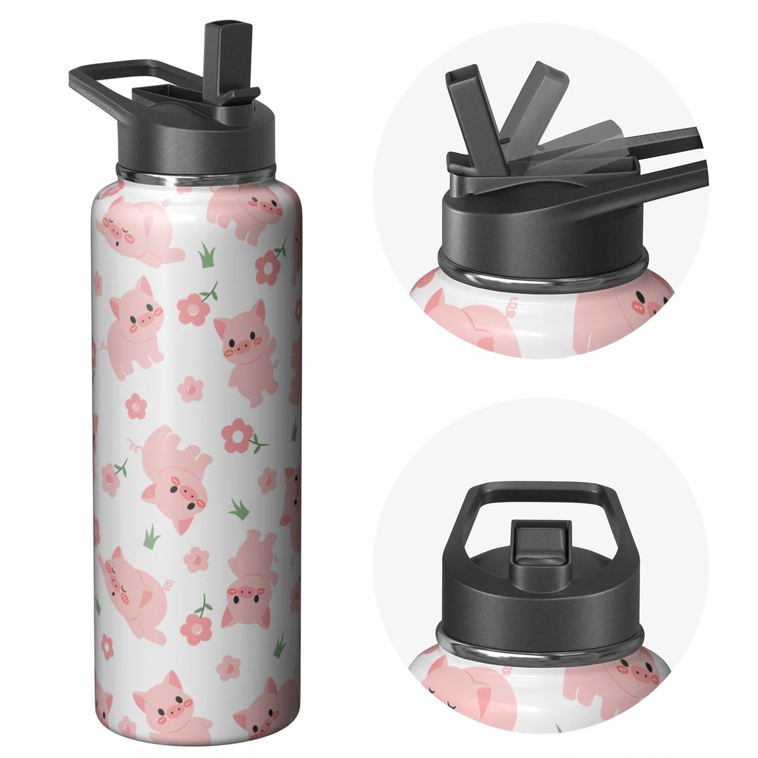 Camping & Hiking 40oz Pig Themed Lovers Pig Themed Water Bottle Vacuum Insulated Stainless Steel Leak Proof Hot Cold Gift