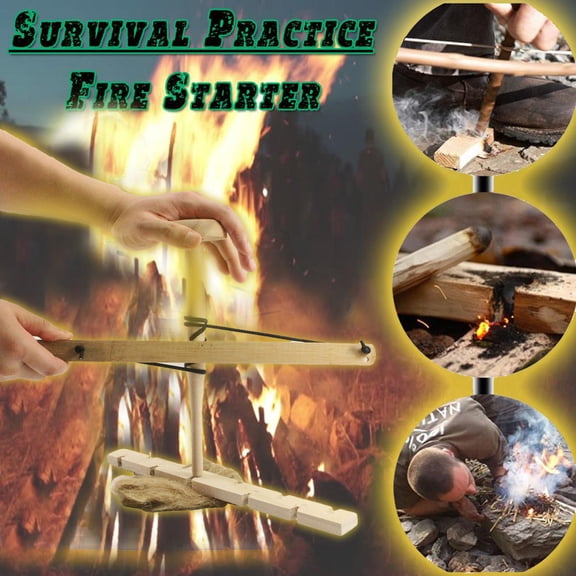 Camping & Hiking Fire Kit Bow Drill Primitive Tool for Outdoor Wood Fire Making Camping Gear