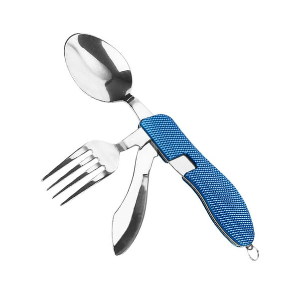 Camping & Hiking Portable 4-In-1 Stainless Steel Tableware Set - Spoon Fork and Multitool for Outdoor Feasts and Adventures