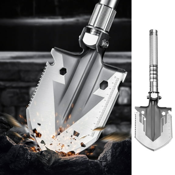Camping and Hiking Shovel, Folding Detachable Portable Spade, Multifunctional for Camping, Beaching, Hiking, Outdoor, Fishing, Gardening, Car Emergency