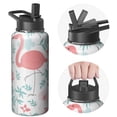 thumbnail image 1 of Camping Hiking Sports Portable 32oz Hydration Canteen - Stainless Steel, Vacuum Insulated Double Wall, Leakproof, Hot Cold Flamingo Themed Water Bottle, Gift for Flamingo Themed Enthusiasts, 1 of 5