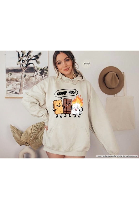 Camping Hoodie Sweatshirt, Group Hug, Girls Vacation Sweat, Camp Lover Gift, Nature Lover, Outdoor, Marshmallow, Campfire, Family Trip Gift