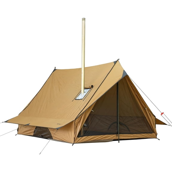 Camping Hot Tent Cabin Tent, Chalet 70 Pro Portable WallTent with Stove Jack and Two Poles for 2-3 Person Hiking, Backpacking