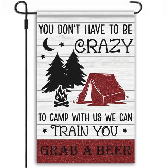 Camping Humor Flag Banner, 12x18 Inch Outdoor Polyester Garden Flag, Double Sided Funny Campsite Decoration for RV Travel, Backyard, Patio and Camping Party Decor Sign