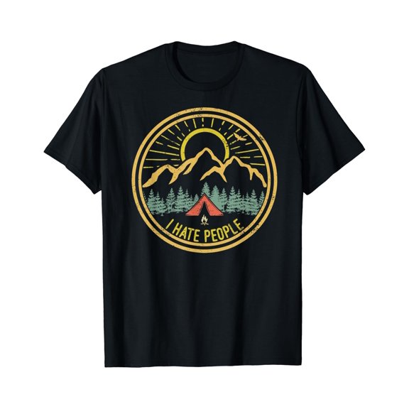 Camping I Hate People Shirt Funny Camp Lovers T-Shirt Retro, Unisex T-Shirt