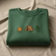thumbnail image 1 of Camping Icons Embroidered Sweatshirt, Campfire Tent Tree Crewneck, Nature Lover Hoodie, Outdoor Adventure Sweater, Hiking Gift for Camper, 1 of 4