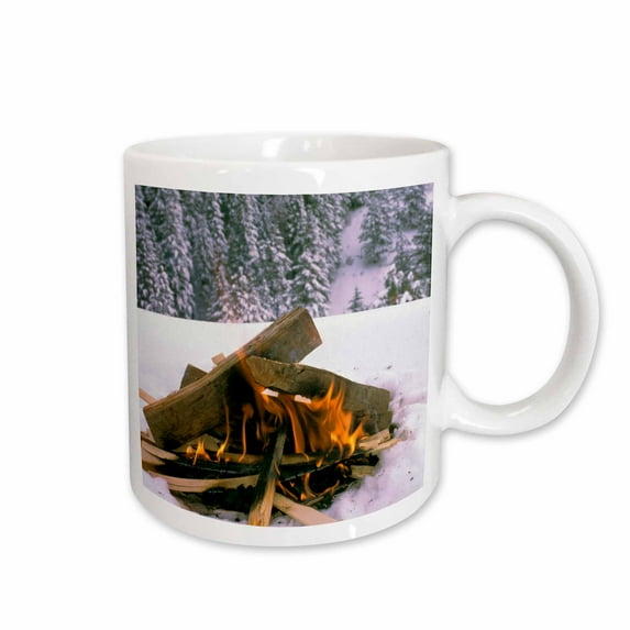 3drose, Camping in Winter Snow - Li06 Dfr0012 - David R. Frazier, 11oz Mug