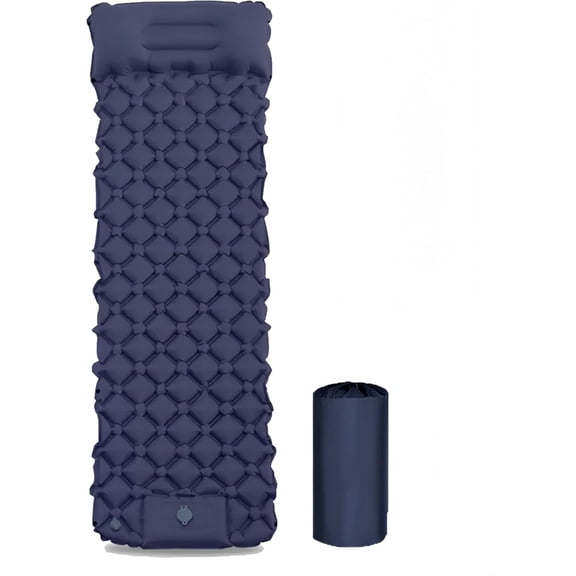 Camping Inflatable Sleeping Mat,Built-in Foot Pump Integrated Pillow Waterproof TPU Nylon
