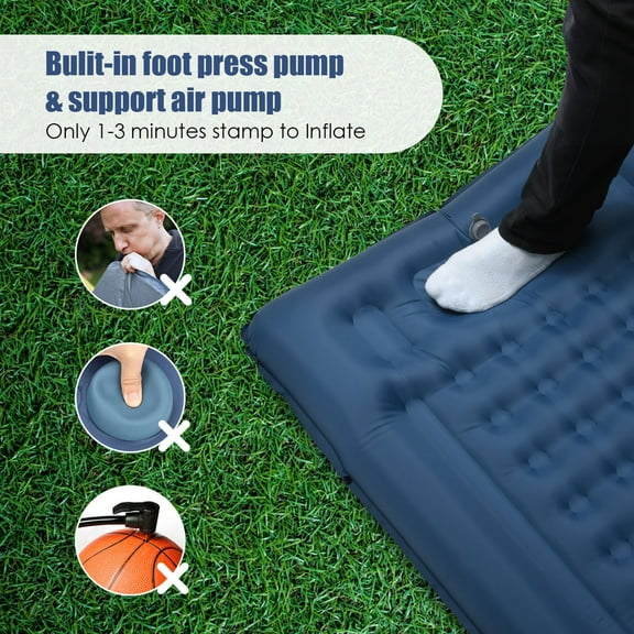 Camping Inflatable Sleeping Pad Extra Thick 4 Inch Sleeping Pad Mat Air Mattress With Built-in Pump For Camping Backpacking Hiking Traveling Tent