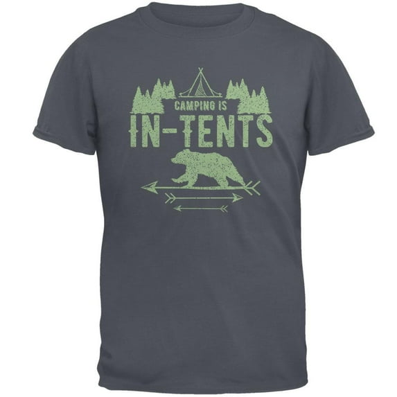 Camping Is In Tents Intense Funny Pun Mens T Shirt Charcoal MD