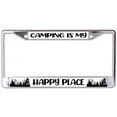 thumbnail image 1 of Camping Is My Happy Place Chrome License Plate Frame, 1 of 1