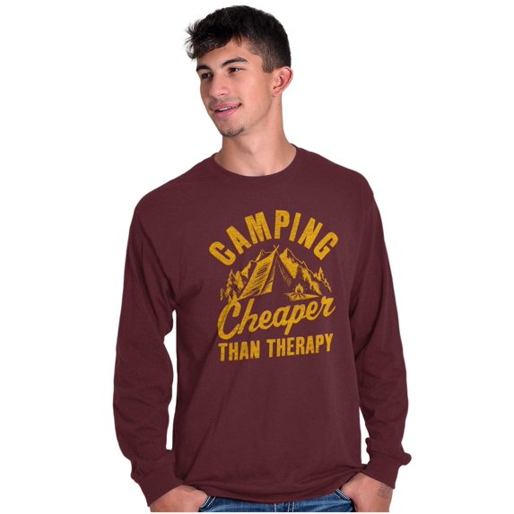 Camping Is Therapy Outdoors Adventure Long Sleeve TShirt Men Women Brisco Brands X