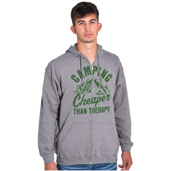 Camping Is Therapy Outdoors Adventure Unisex Fleece Graphic Zip Up Hoodie Brisco Brands 2X