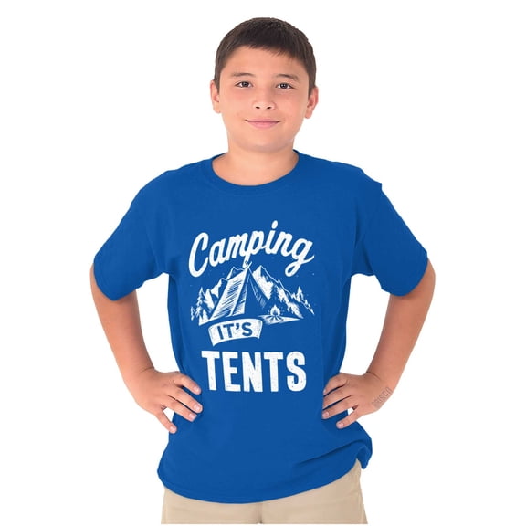 Camping Its In Tents Funny Outdoors Crewneck T Shirts Boy Girl Teen Brisco Brands XS