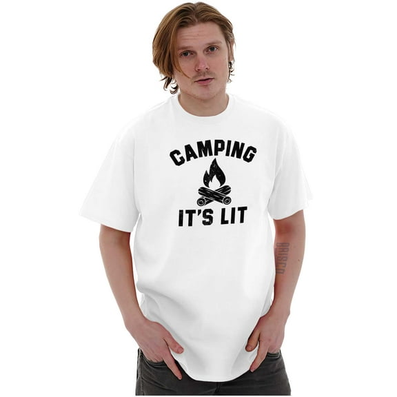 Camping Its Lit Pun Outdoors Nature Men's Graphic T Shirt Tees Brisco Brands M