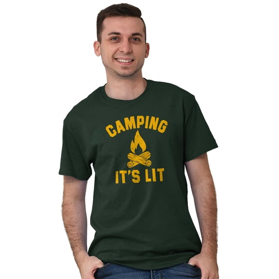 Camping Its Lit Pun Outdoors Nature Men's Graphic T Shirt Tees Brisco Brands X