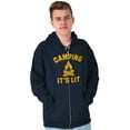 thumbnail image 1 of Camping Its Lit Pun Outdoors Nature Unisex Fleece Graphic Zip Up Hoodie Brisco Brands 3X, 1 of 5