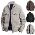 thumbnail image 1 of Camping Jacket Men Jerdar Men Solid-Color Fashionable Zipper Pocket Windproof Warm Long Sleeve Hoodless Faux Leather Outwear Jacket, 1 of 7