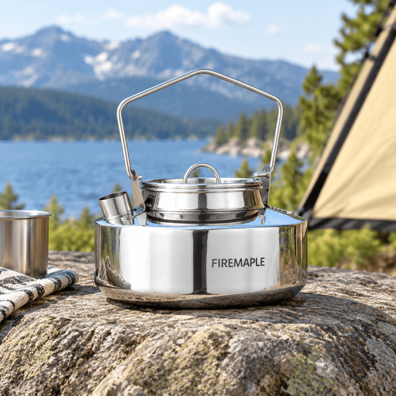 Camping Kettle 0.6 Quarts Stainless Steel Camp Tea Pot for Outdoor Use