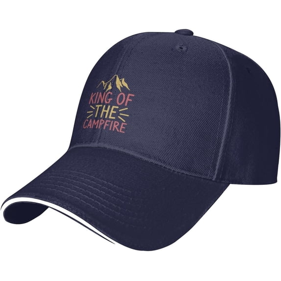 Camping King of The Campfire Baseball Cap Casual Sandwich Fashion Caps Adjustable Magic Buckle Design for Women Men