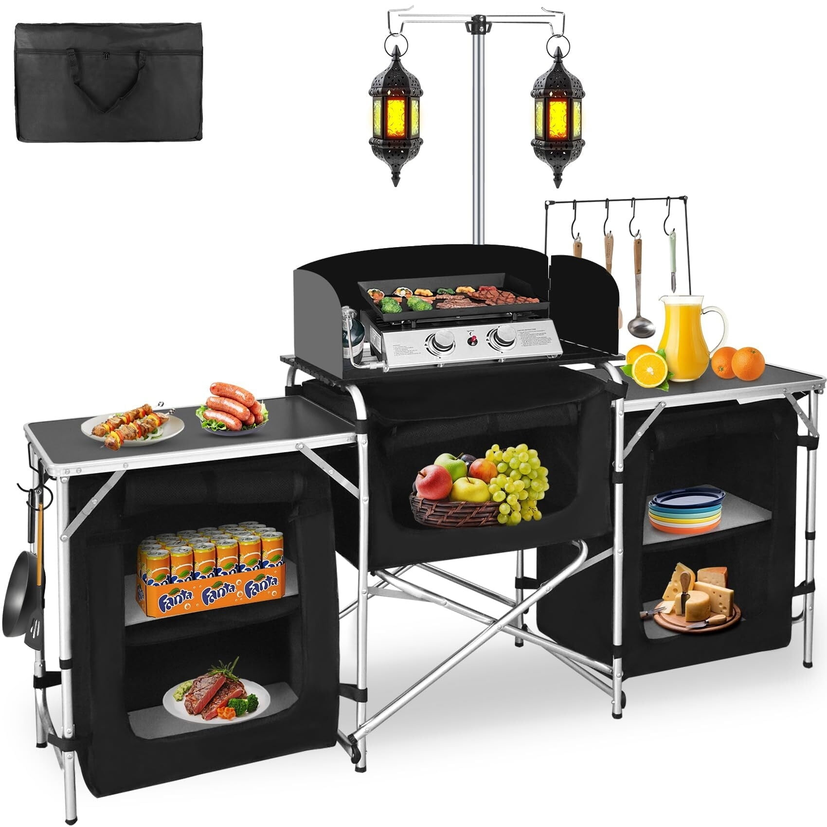 Ozark Trail Folding Camp Kitchen Table 41 X 18 With Adjustable