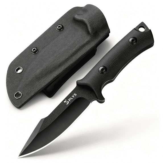 Plys 3.6 inch Fixed Blade Camping Knife, Full Tang Outdoor Tactical Knives with Kydex Sheath, G10 Handle, Hunting Hiking Essentials Gear