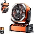 thumbnail image 1 of Camping LED Fan with Light, 20000mAh Rechargeable Battery Powered Outdoor Tent Fan with Light and Hook, 4 Speed, Personal USB Desk Fan for Camping, Fishing, Power Outage,Hurricane, Worksite, 1 of 5