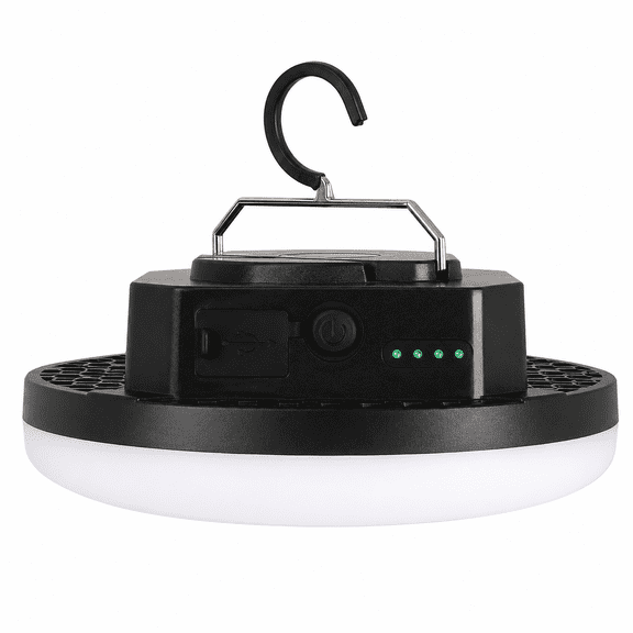 Camping LED Tent Light with Magnetic Hook, Rechargeable Portable Overhead Lantern with Dimmable 3 Color Temperatures, Black